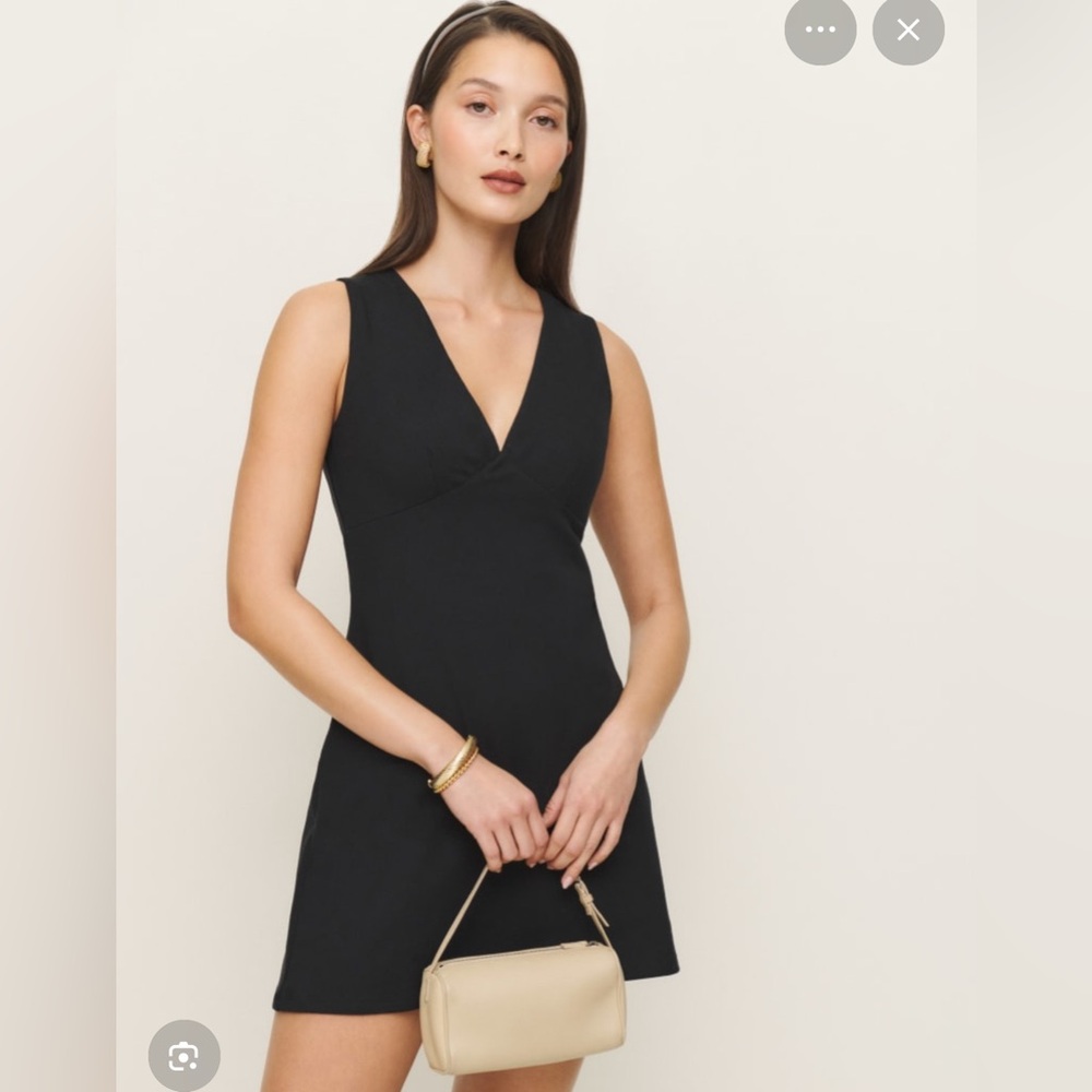 Reformation Bowie Black V-Neck Mini Dress NWT XS